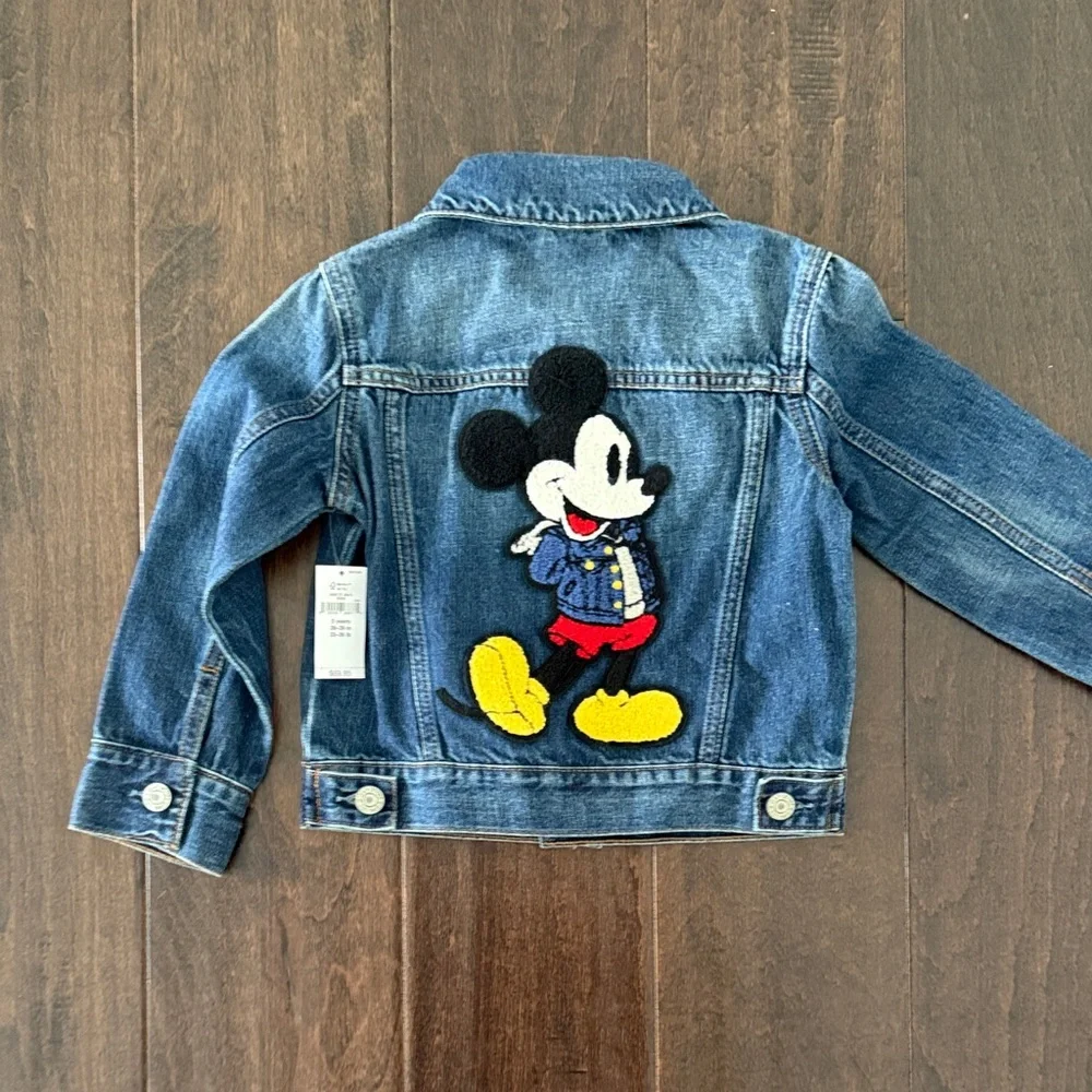 NWT Gender Neutral GAP Disney Denim Jacket with embroidered Mickey Mouse